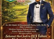 Kuasa Hukum Pemkab Solok Boy London Ucapkan Selamat Hari Jadi ke-113 Kabupaten Solok